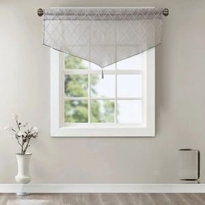 🆕️ 1 LEFT! Madison Park Diamond Sheer Ascot Window Valance